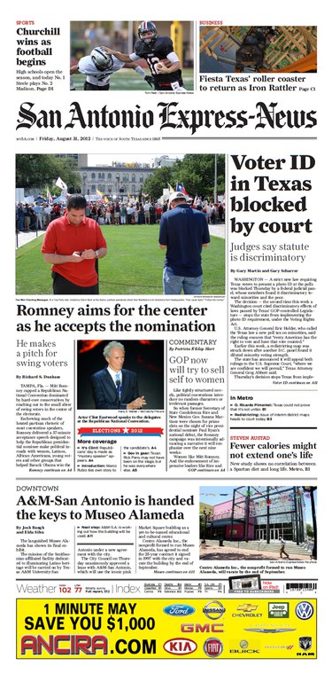 San Antonio Express-News, August 31, 2012